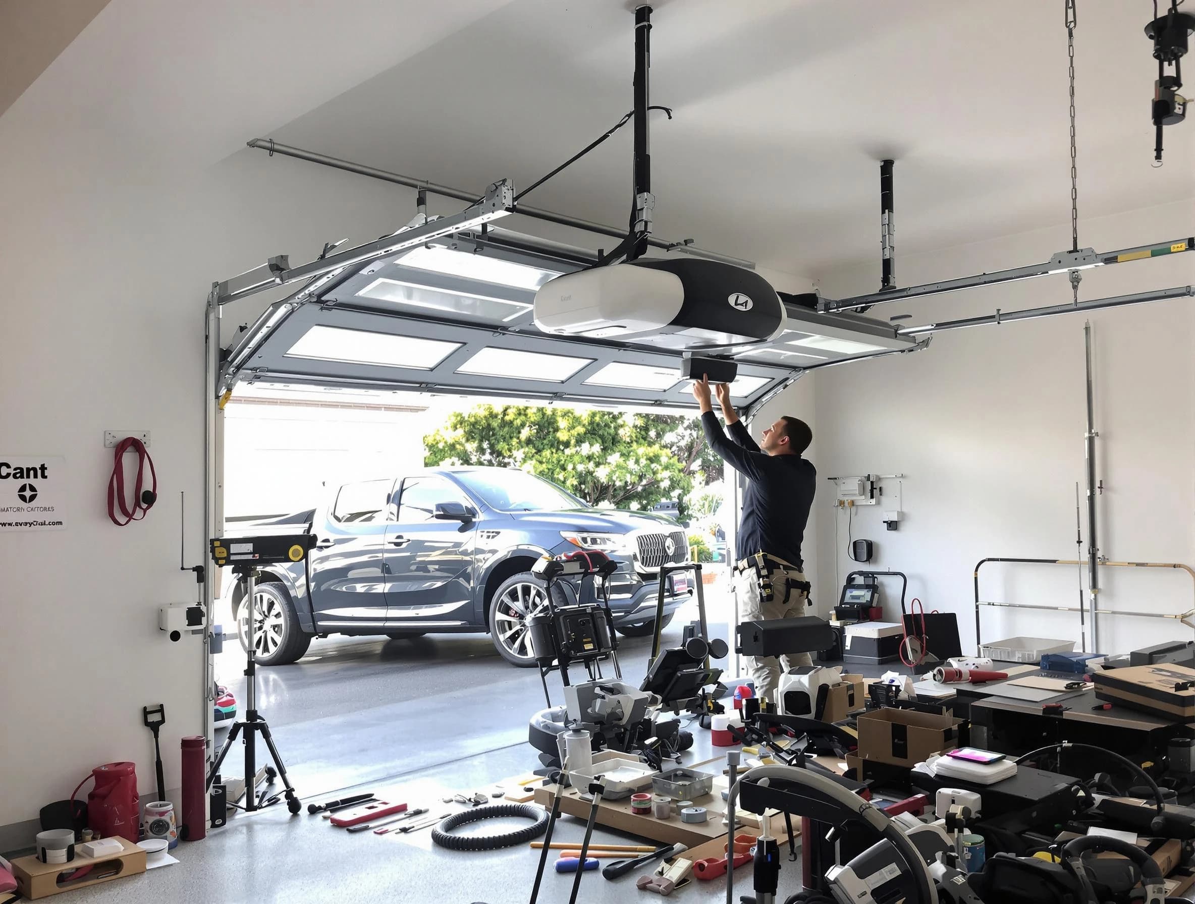 Maricopa Garage Door Repair specialist installing smart garage door opener system in Maricopa home