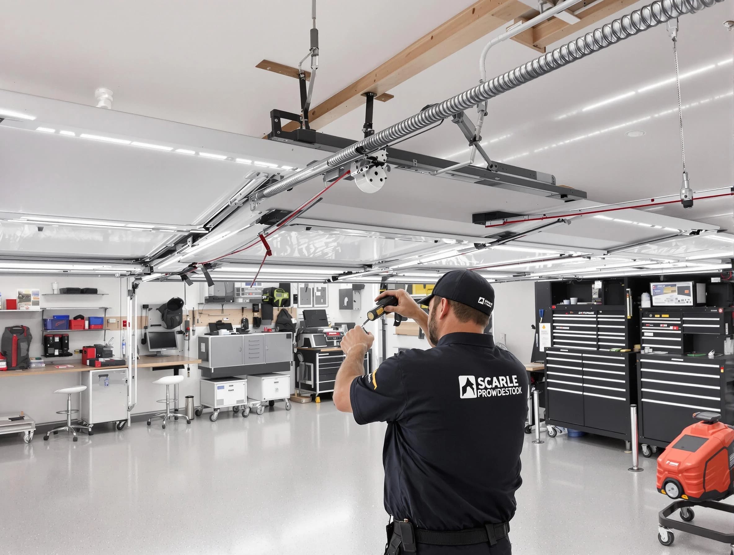 Maricopa Garage Door Repair technician repairing overhead garage door in Maricopa