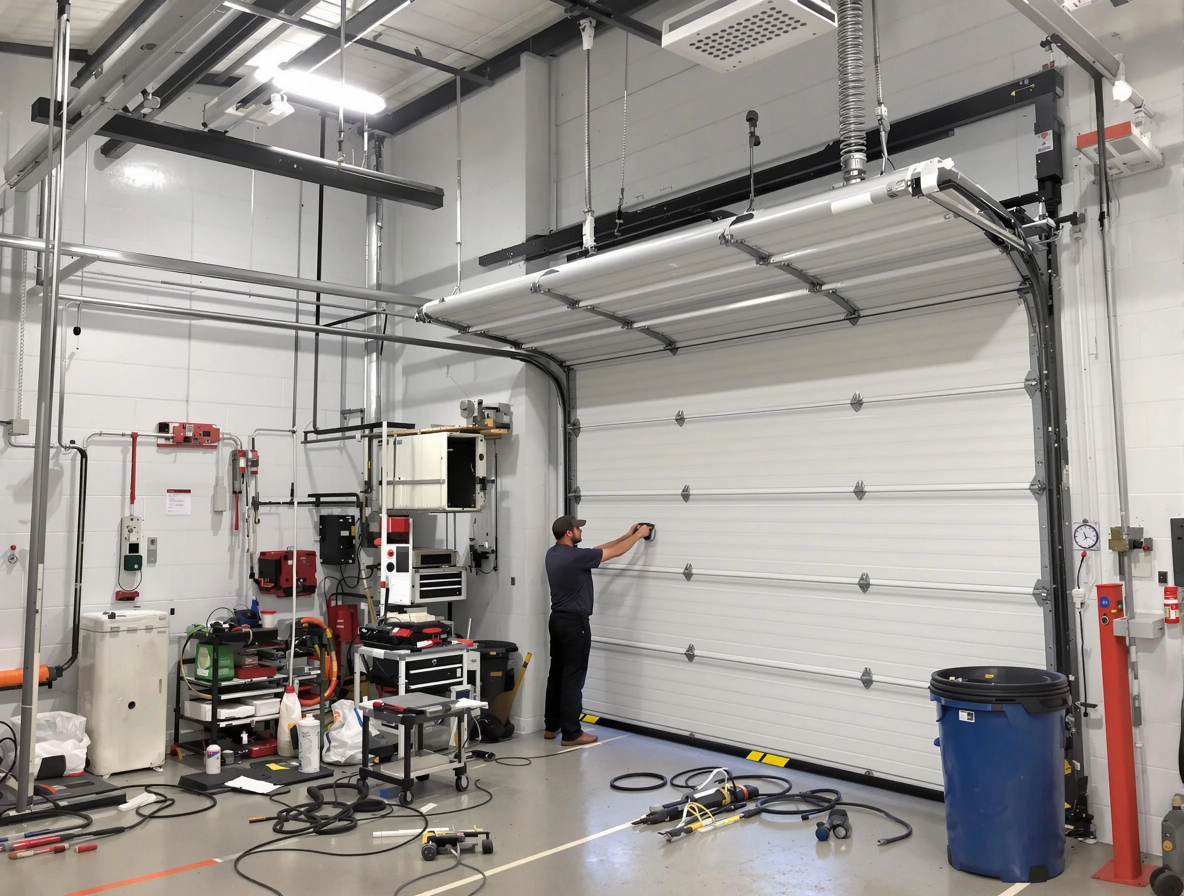 Maricopa Garage Door Repair certified technician performing commercial door repair at a Maricopa business facility