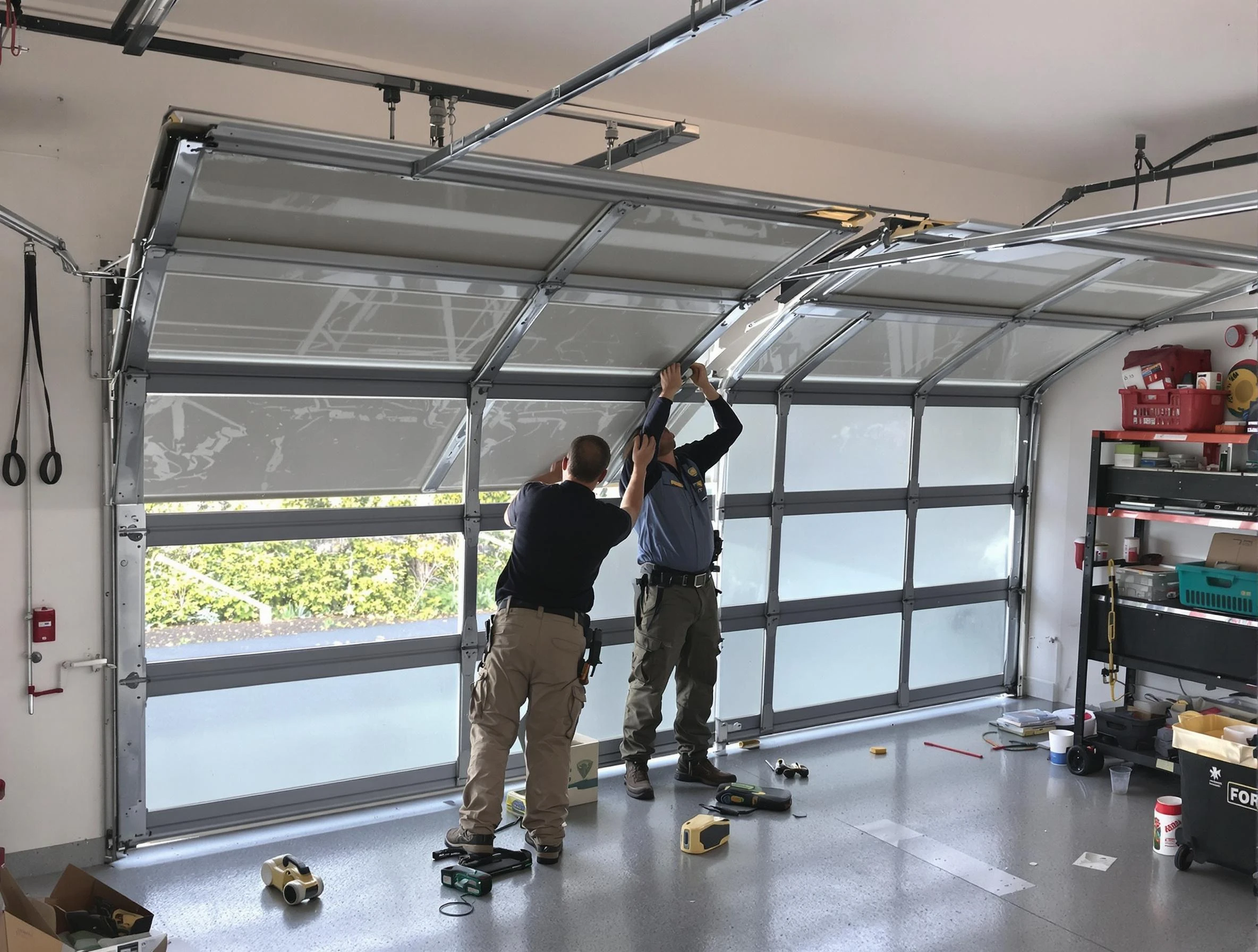 Maricopa Garage Door Repair expert performing precise panel replacement on Maricopa garage door